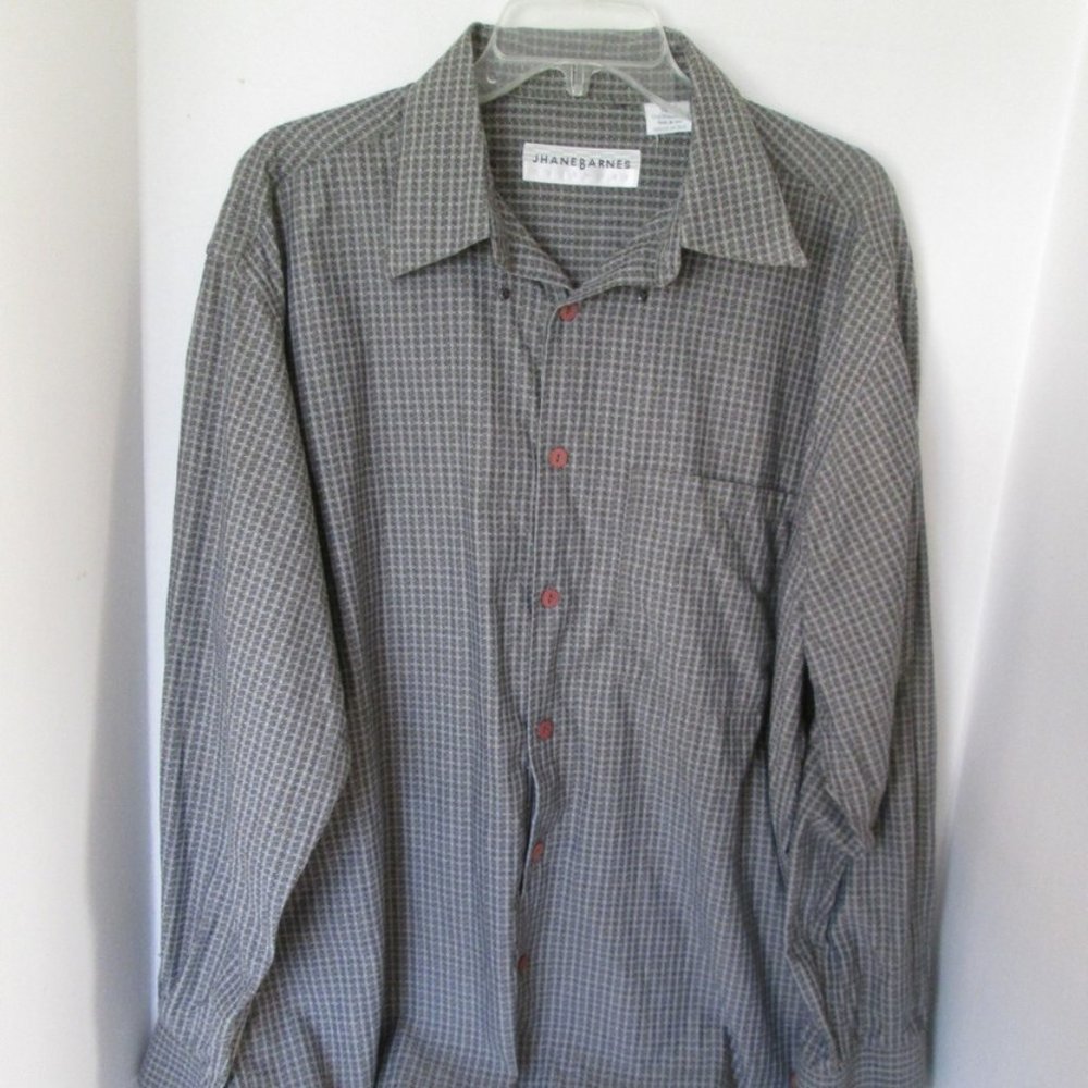 Jhane Barnes Men's Shirt Blue Green Check Large